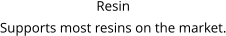 Resin Supports most resins on the market.